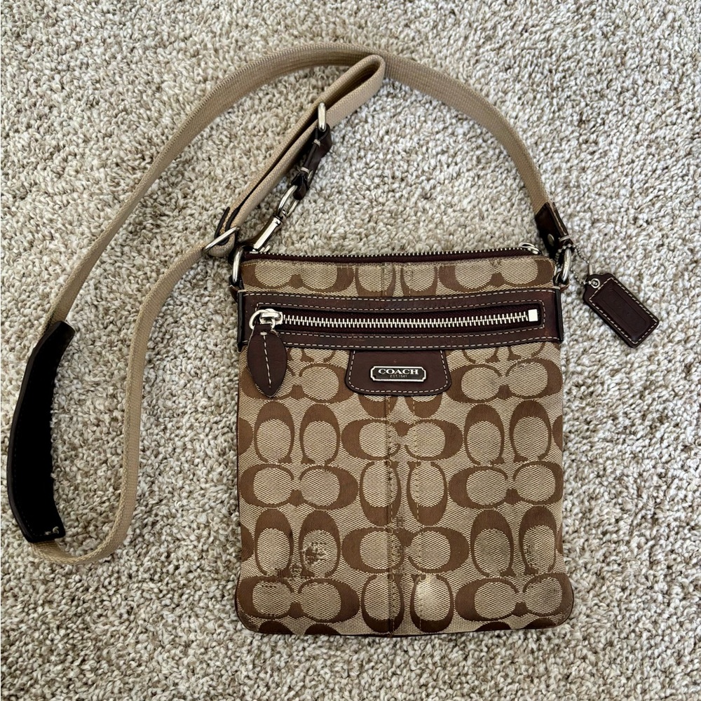 Coach Brown Signature Crossbody Bag with Adjustable Strap